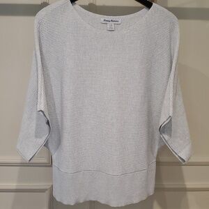 Tommy Bahama Light Gray Ribbed Knit Bat Wing Sweater Size Large